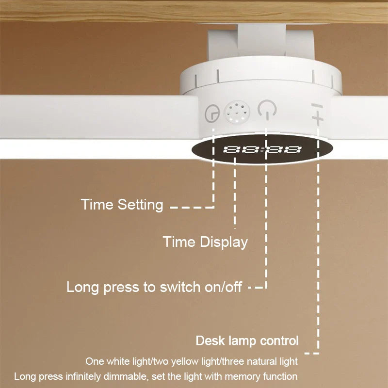 Luvikno | LED Skrivebord Lampe ClarioMag | Med Klokke & Alarm | Magnetisk & USB Oppladbar | Trinnløst Dimmbar | 35 cm