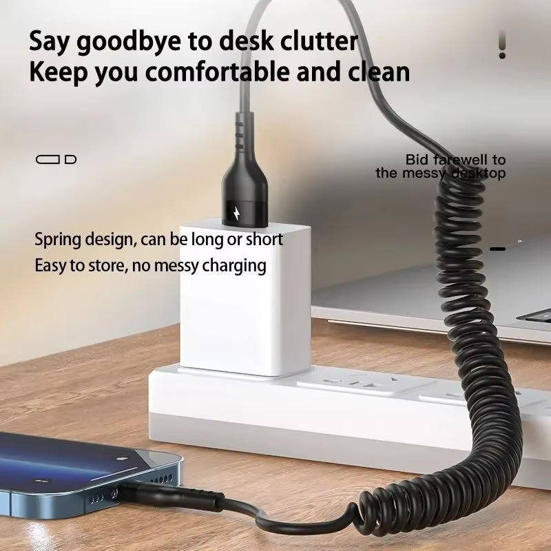 Universal vår teleskopisk hurtigladerkabel USB-C & Lightning Luvikno