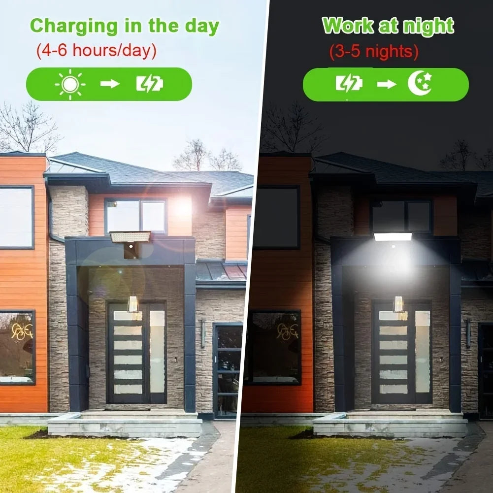 Luvikno | Solargo Lightpro Solarbevegelseslys Utendørs | Bevegelsessensor & 4 Moduser | 90 LEDs | Vanntett & Ekstremt Lys