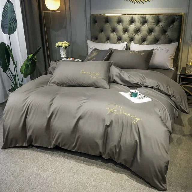 Luksus Dyne Trekk med Elegant Broderi – Myk, Pustende og Høy Kvalitet | Luvikno