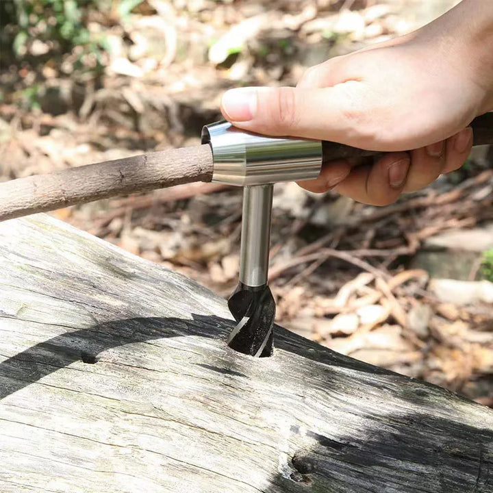 Luvikno | Bushcraft Hånddrill FerroDrill | Utendørs Overlevelsesverktøy | Robust Karbonstål | 16,5 cm