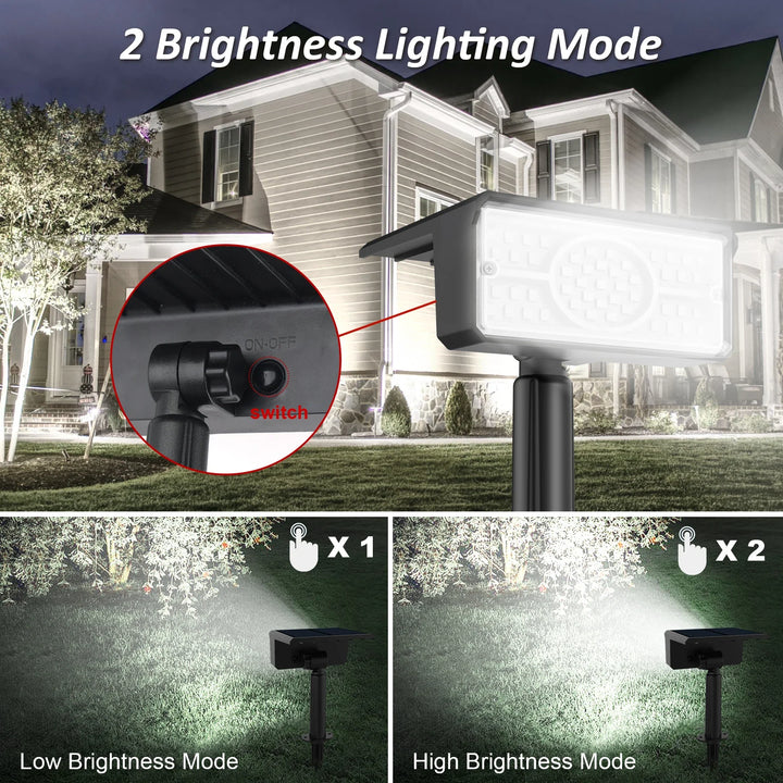 Luvikno | Solara LED Solarspotlight | 4 Lyskilder | 49 LED-er | IP65 Vanntett | Energisparende med Solcellepanel