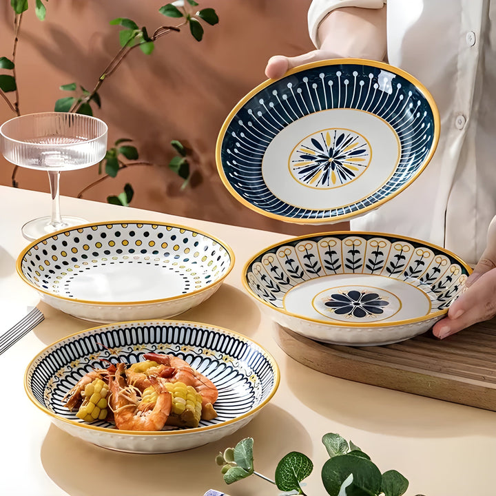 Porselen Tallerken Sett Håndmalt – Elegant og Dekorativ | Perfekt for Hverdag og Spesielle Anledninger | Luvikno
