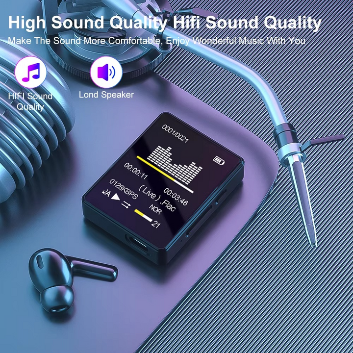 Bærbar Bluetooth MP3-spiller med HiFi-stereo, Mini MP4 videovisning, LED-skjerm og stemmeopptak Luvikno