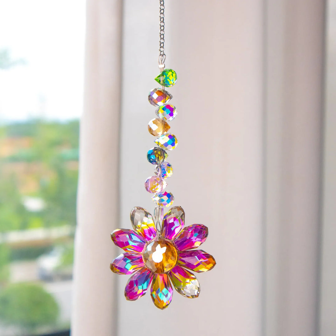 Luvikno | Krystall Solfanger LumiMargarita | K9 Daisy Rainbow Catcher | Vindus- og Hagedekor | 32 cm | Gaveidé til Hjemmet