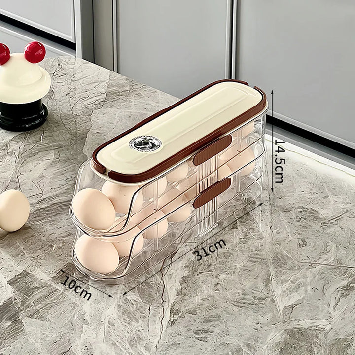 Luvikno | RollEgg Max | Automatisk Eggeholder for Kjøleskapet | Stablebar Eggorganisator laget av Klar Plast