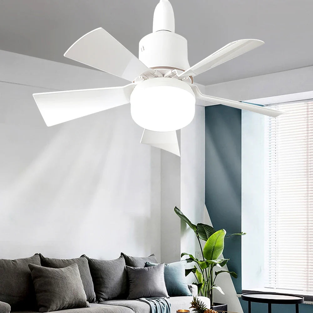 30W E27 Takvifte Lys med Fjernkontroll - LED Dimming Funksjon, Intelligent Stille Vifte for Soverom & Stue | Luvikno