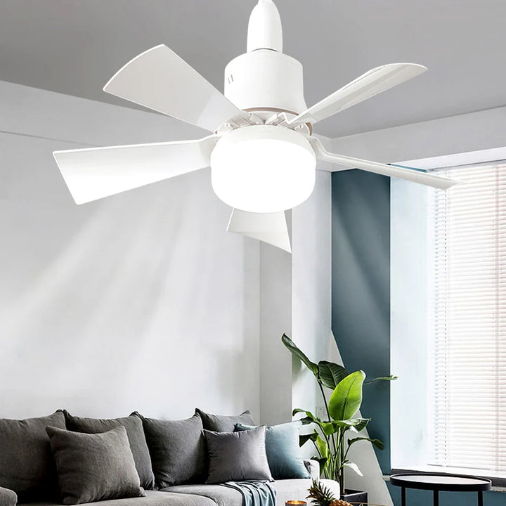 30W E27 Takvifte Lys med Fjernkontroll - LED Dimming Funksjon, Intelligent Stille Vifte for Soverom & Stue | Luvikno