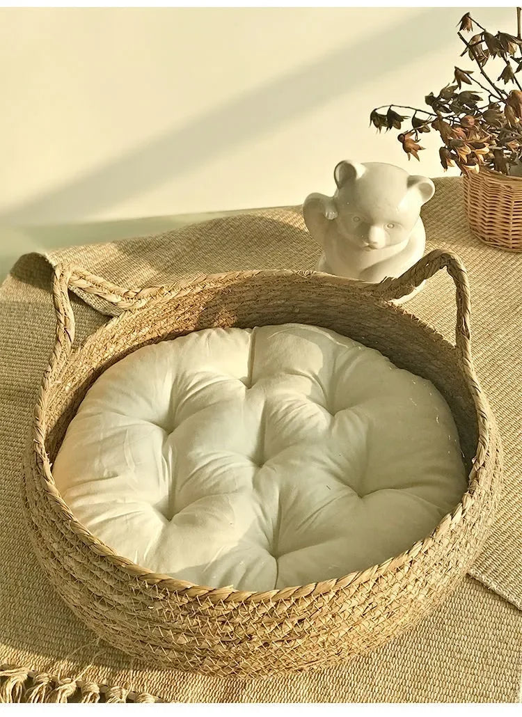 Rattan kattekurv håndlaget & vaskbar Luvikno