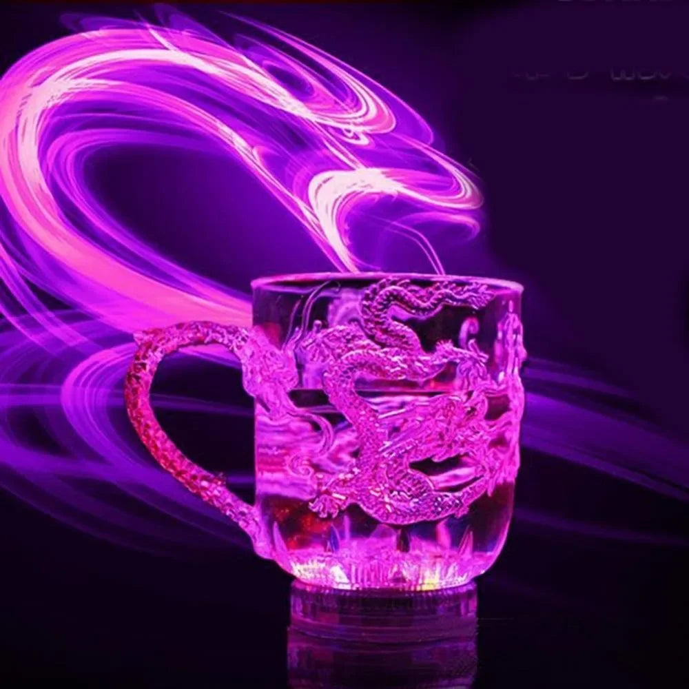 Luvikno | 1 stykke fargeforandrende luminescerende LED dragekrus vannaktiverte lys øl kaffe melk te vin whiskey bar kopp reise kreativ gave