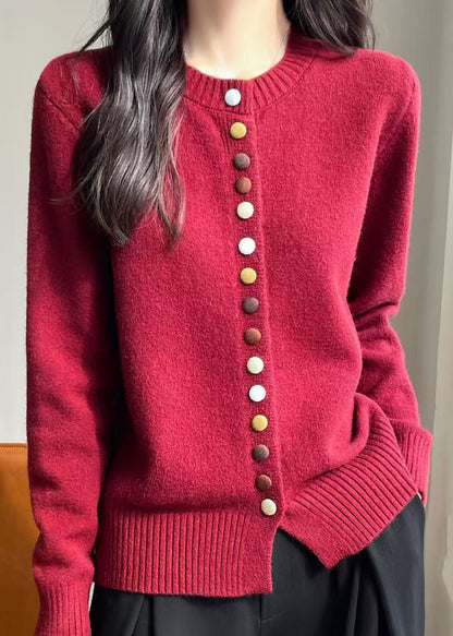 Luvik | Beigen villakangastakki O-kauluksella nappien kanssa