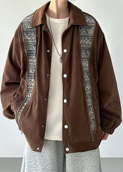 Luvik | Miesten corduroy-takit, joissa on Peter Pan -kaulus ja beiget napit