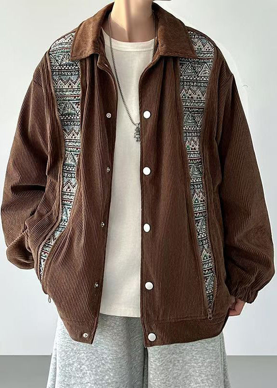 Luvik | Herre corduroy jakker med Peter Pan krage og beige knapper