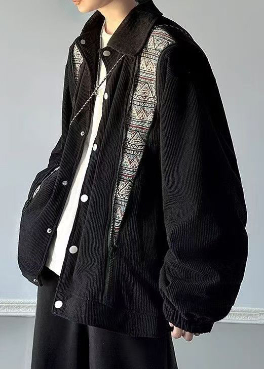 Luvik | Herre corduroy jakker med Peter Pan krage og beige knapper