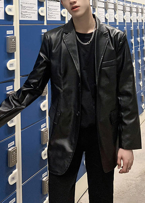 Luvik | Peter Pan Musta Takki Miesten Fleece Yksiväriset Lämpimät