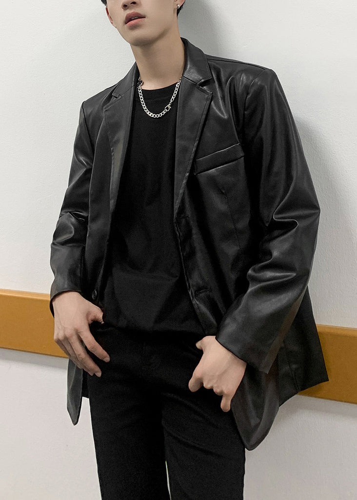 Luvik | Peter Pan Musta Takki Miesten Fleece Yksiväriset Lämpimät