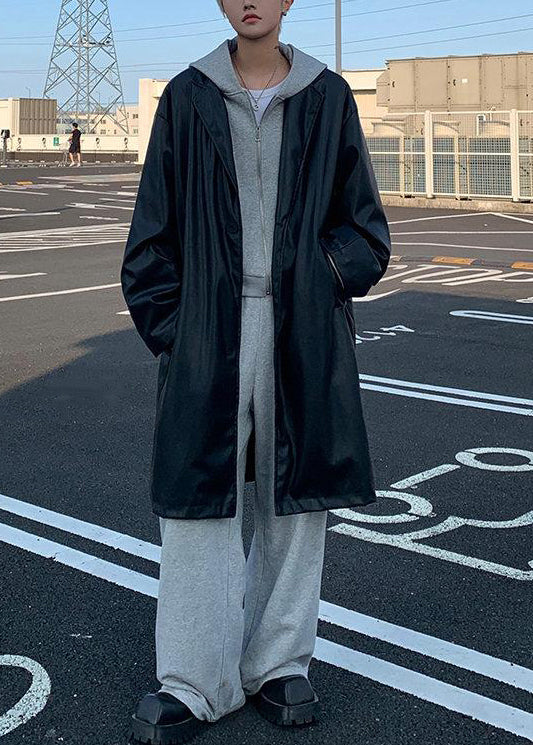 Luvik | Peter Pan kauluksen ruskea nappi tekonahkainen takki miehille