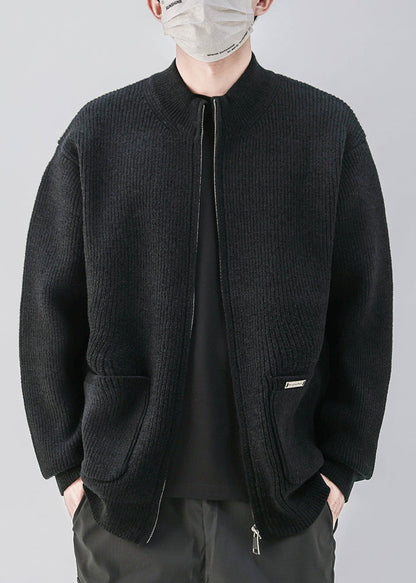 Luvik | Kahvi Vetoketju Taskut Neuleet Miehet Takit