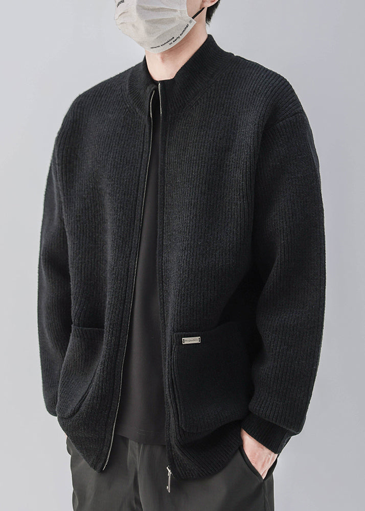 Luvik | Kahvi Vetoketju Taskut Neuleet Miehet Takit