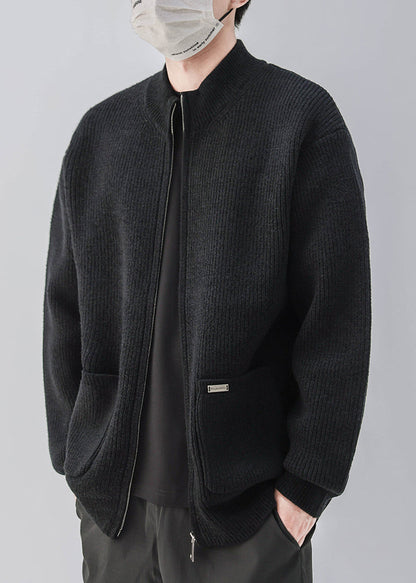 Luvik | Kahvi Vetoketju Taskut Neuleet Miehet Takit