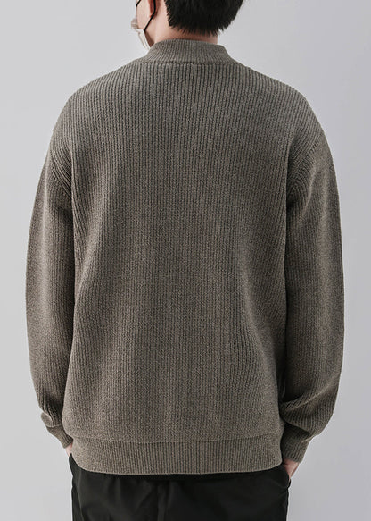 Luvik | Kahvi Vetoketju Taskut Neuleet Miehet Takit