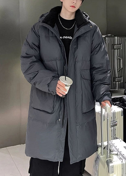 Luvik | Miesten untuvavuoret, joissa on harmaat hupulliset taskut talvella