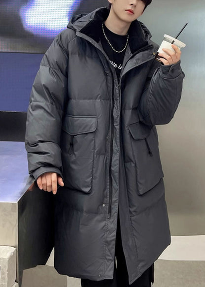 Luvik | Miesten untuvavuoret, joissa on harmaat hupulliset taskut talvella