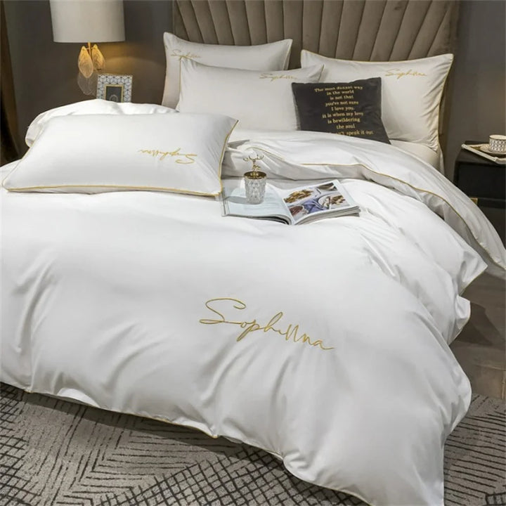 Luvikno | EmbroiLux Sengetøy - Elegant luksus dyne trekk med broderi design