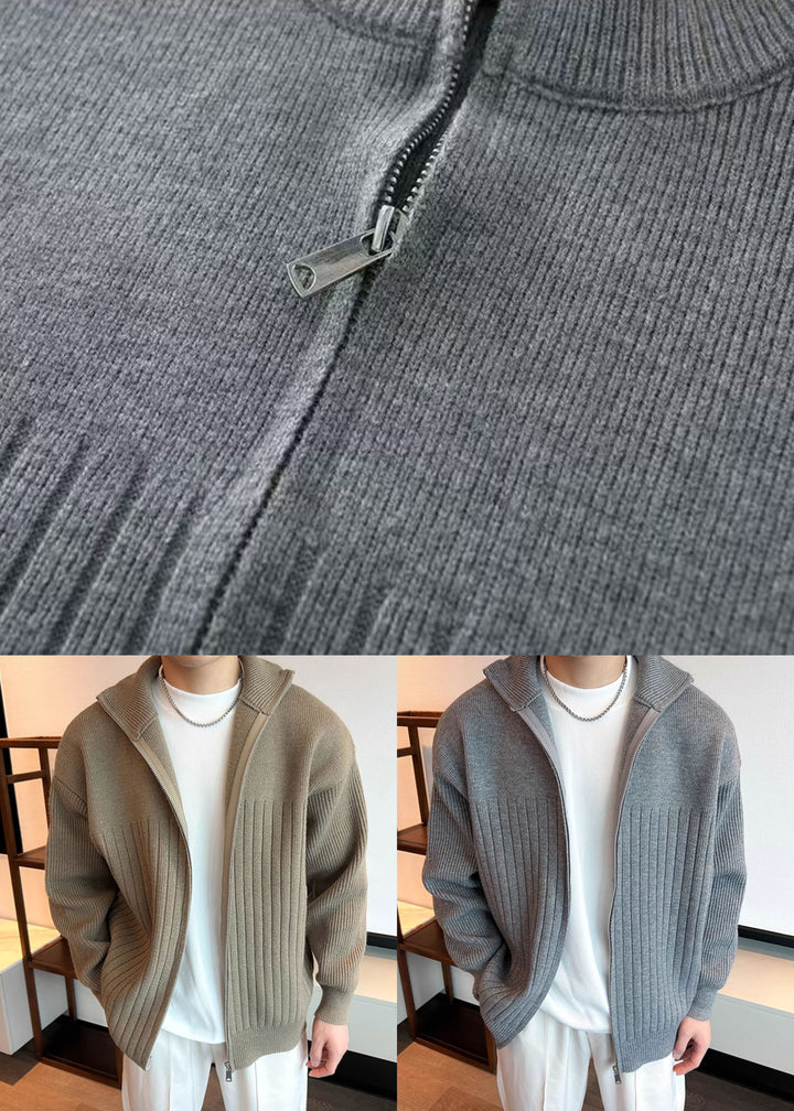 Luvik | Behagelig khaki med glidelås genser for menn