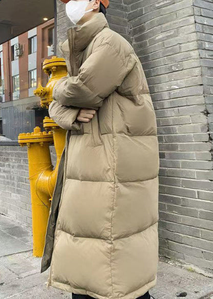 Luvik | Pitkät untuvatakit miehille, joissa on vetoketjulliset taskut, kaki talvi