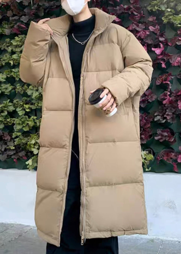 Luvik | Pitkät untuvatakit miehille, joissa on vetoketjulliset taskut, kaki talvi