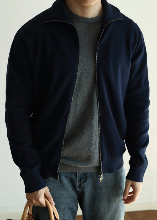 Luvik | Sininen vetoketjullinen takki taskuilla, miesten yksiväriset liivit