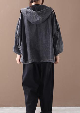 Luvik | mustat naisten kauluspaidat huppu v-aukko vetoketjulla takit naisille