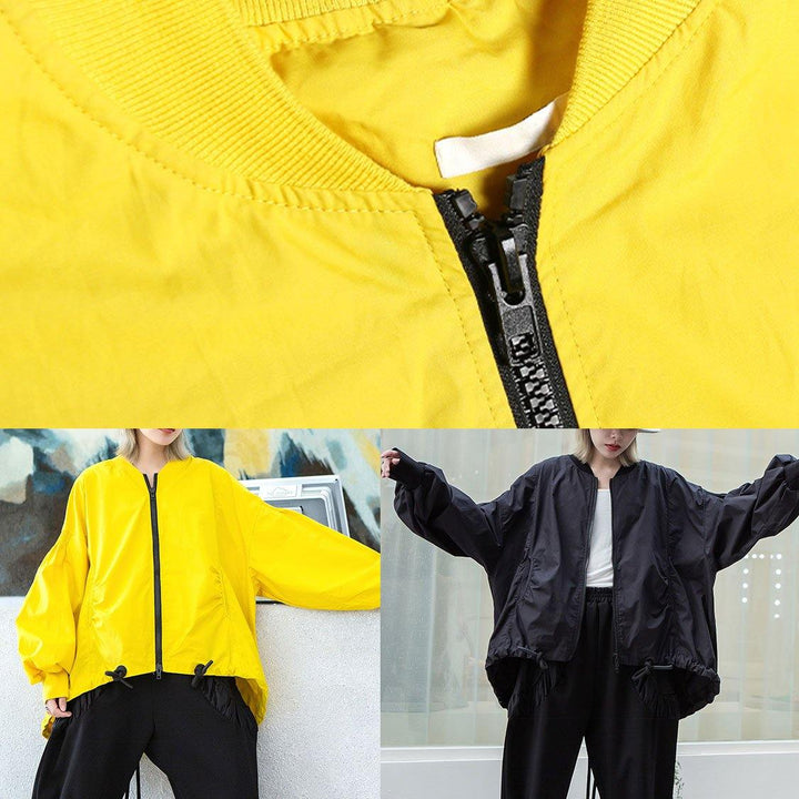 Luvik | Snøring midje tynn svart oversized jakke yttertøy