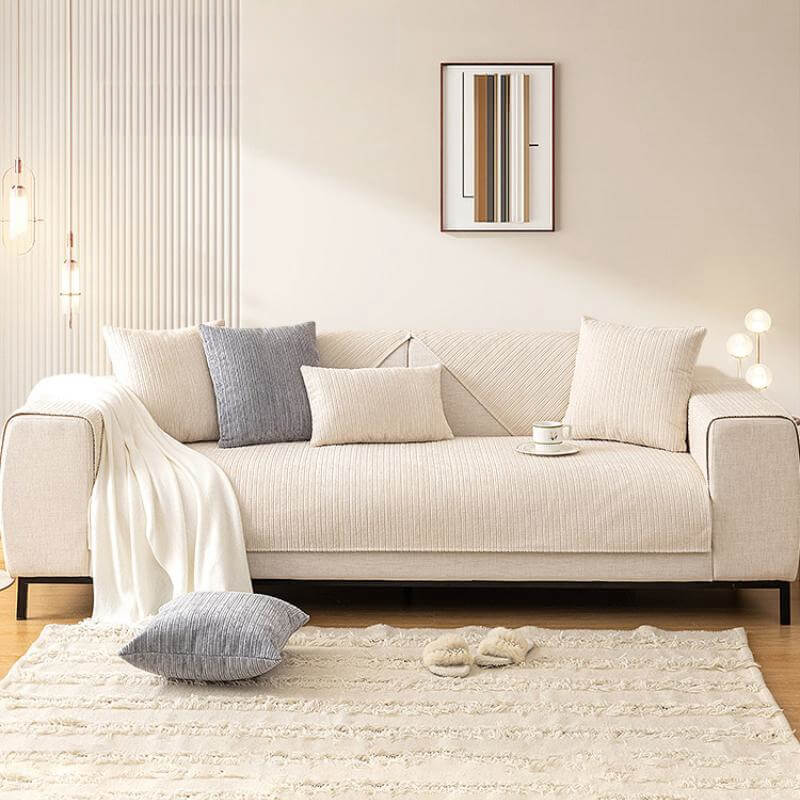 Enkel solid farge chenille ripesikker sofa dekke | Luvikno