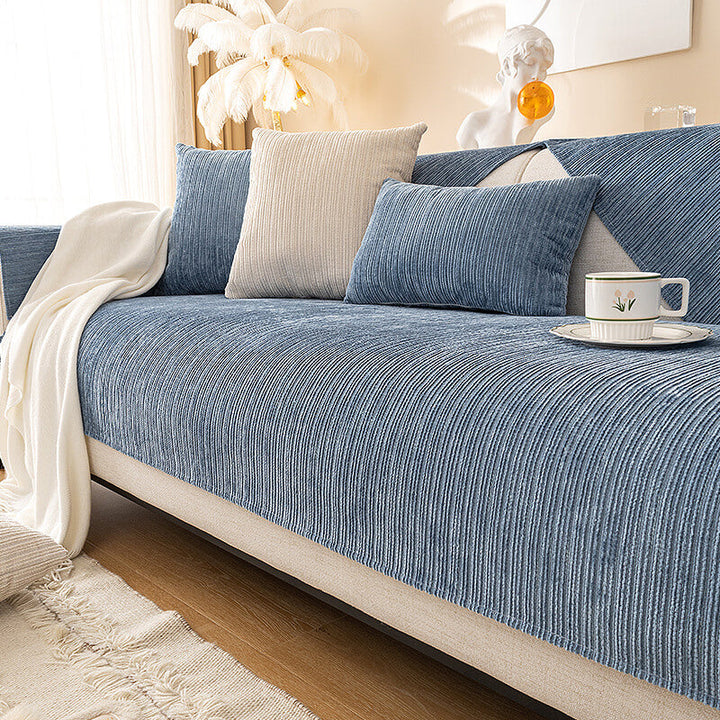 Enkel solid farge chenille ripesikker sofa dekke | Luvikno
