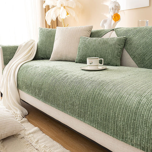 Enkel solid farge chenille ripesikker sofa dekke | Luvikno