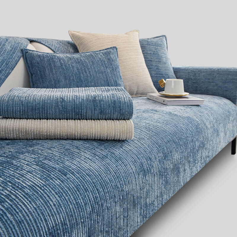 Enkel solid farge chenille ripesikker sofa dekke | Luvikno