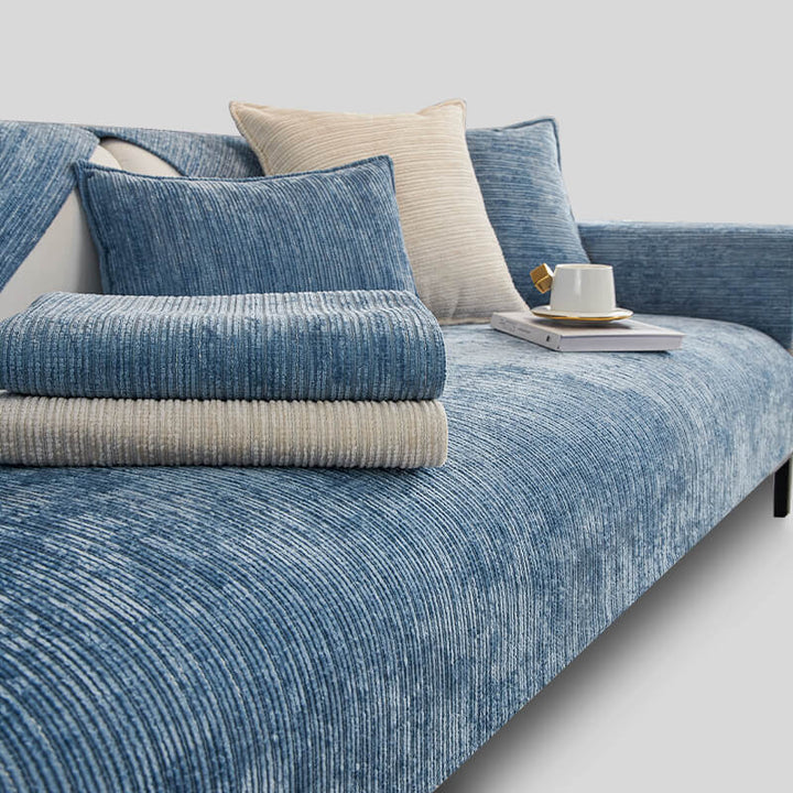 Enkel solid farge chenille ripesikker sofa dekke | Luvikno
