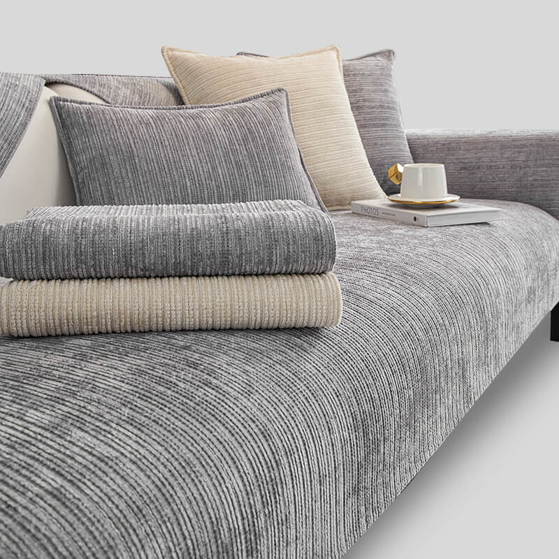 Enkel solid farge chenille ripesikker sofa dekke | Luvikno