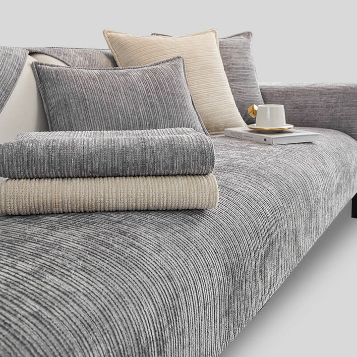 Enkel solid farge chenille ripesikker sofa dekke | Luvikno