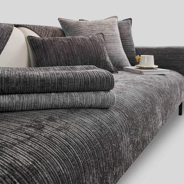 Enkel solid farge chenille ripesikker sofa dekke | Luvikno