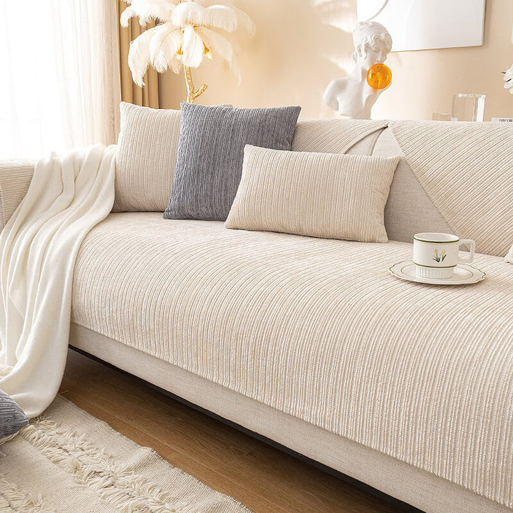 Enkel solid farge chenille ripesikker sofa dekke | Luvikno