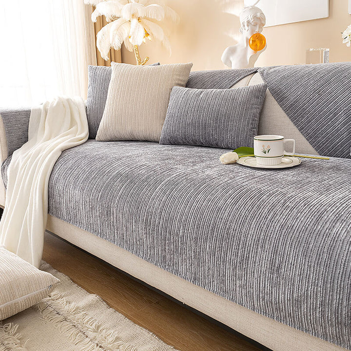 Enkel solid farge chenille ripesikker sofa dekke | Luvikno