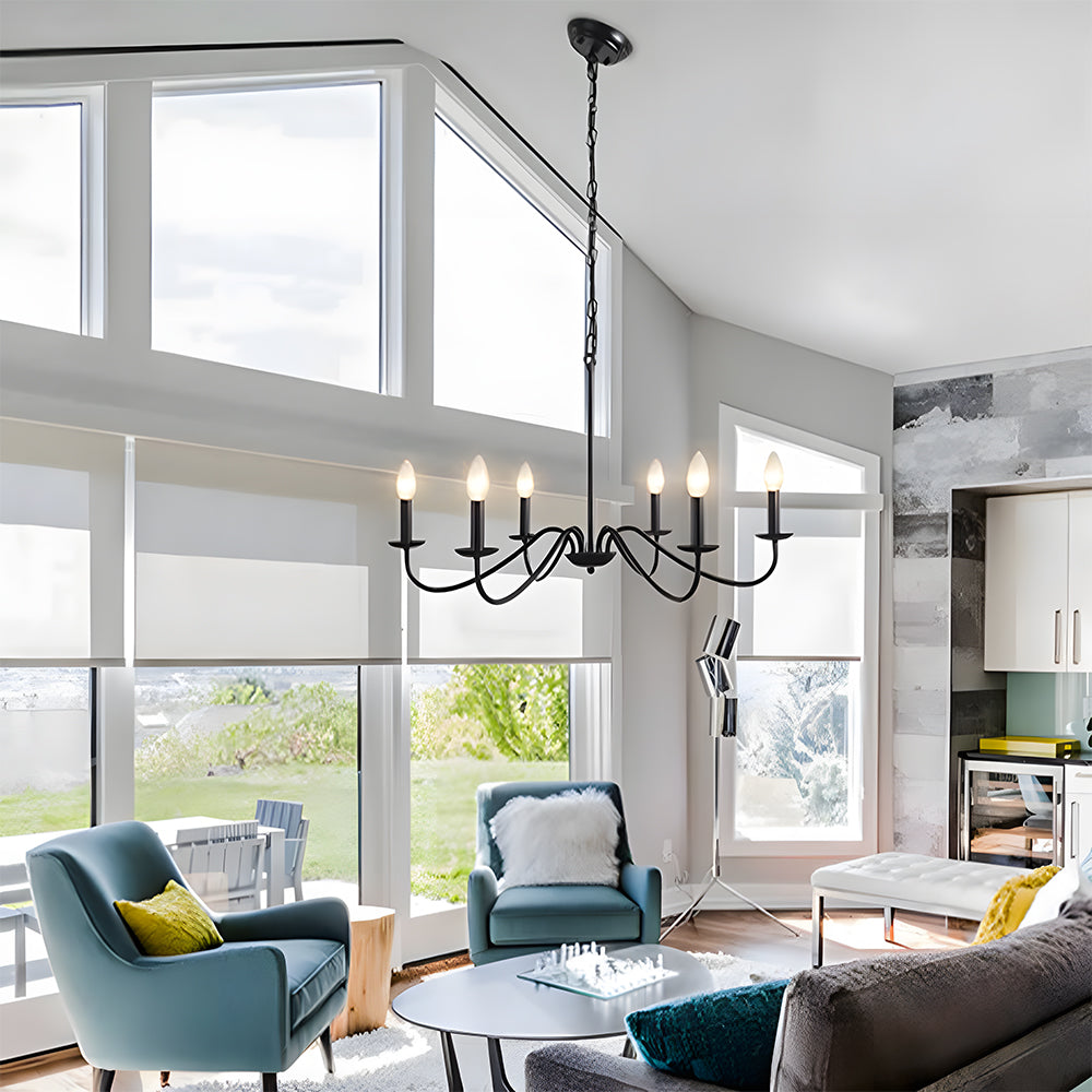 Svart Lysestake Chandelier – Taklampe for Stue & Spiserom | Luvikno