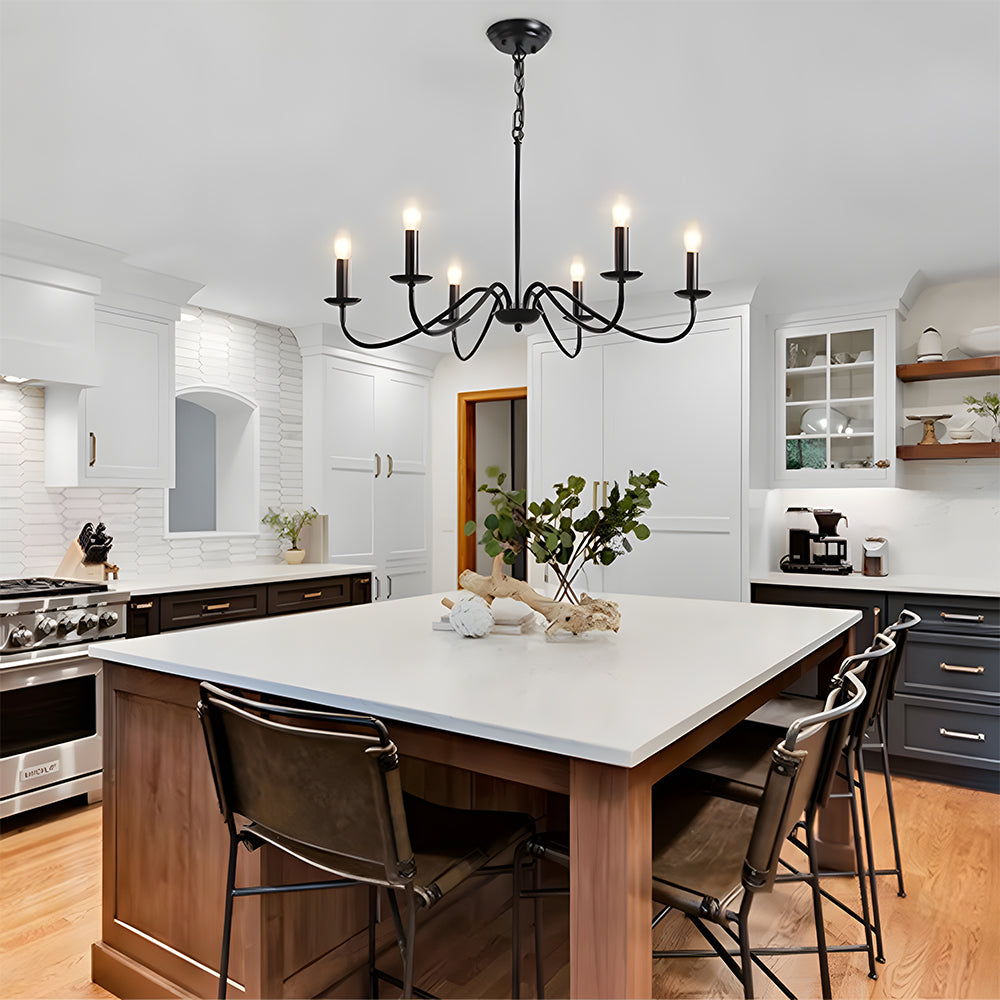 Svart Lysestake Chandelier – Taklampe for Stue & Spiserom | Luvikno