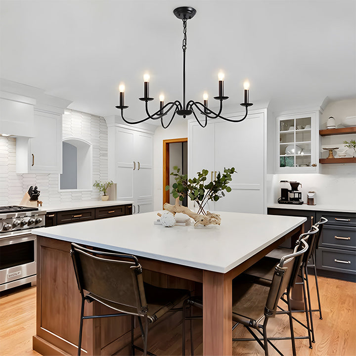 Svart Lysestake Chandelier – Taklampe for Stue & Spiserom | Luvikno