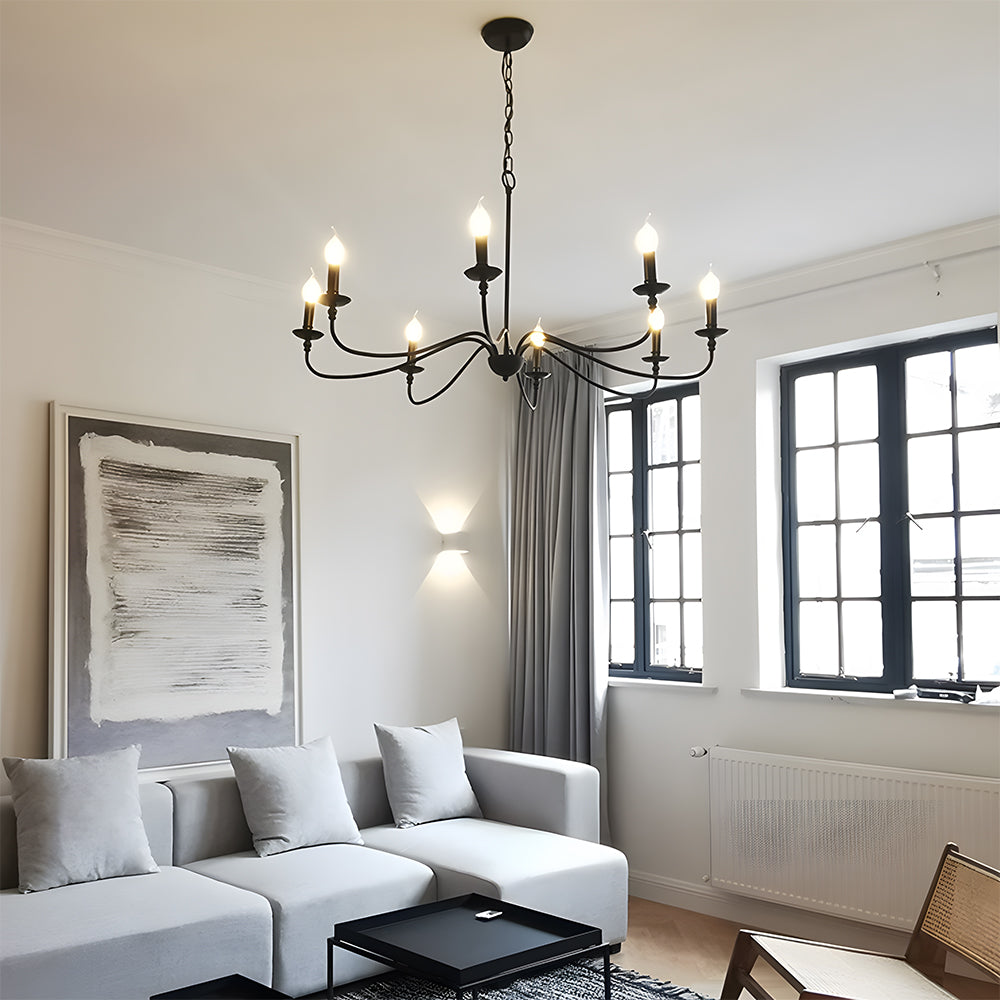 Svart Lysestake Chandelier – Taklampe for Stue & Spiserom | Luvikno