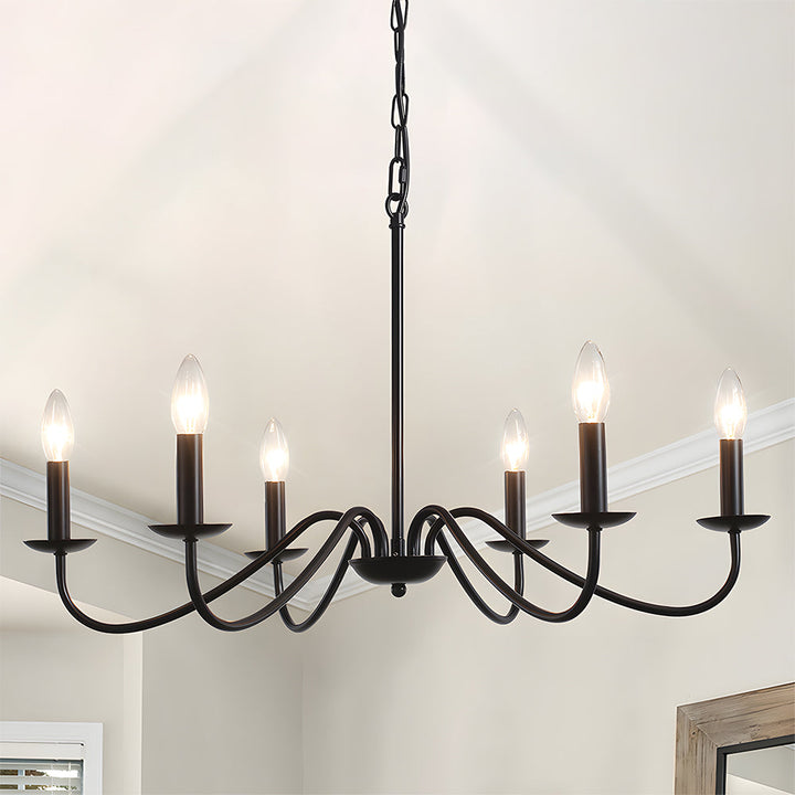 Svart Lysestake Chandelier – Taklampe for Stue & Spiserom | Luvikno