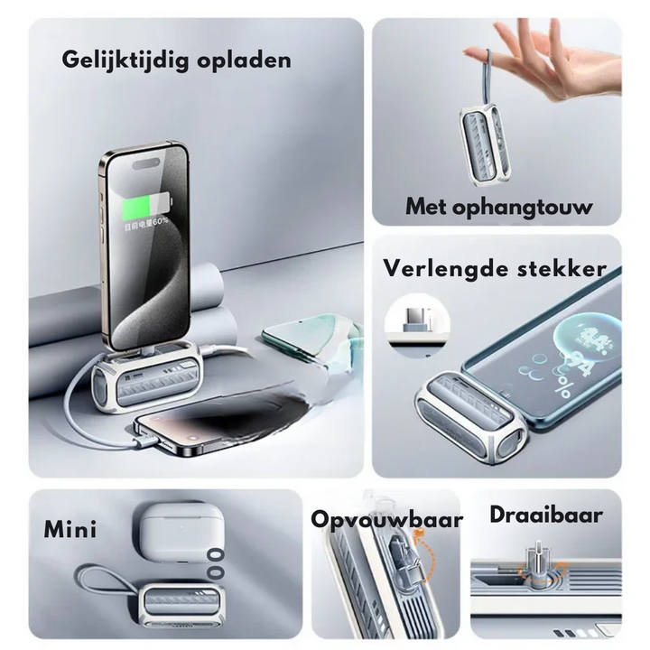 CompactCharge – Stilig bærbar power bank for reise Luvikno